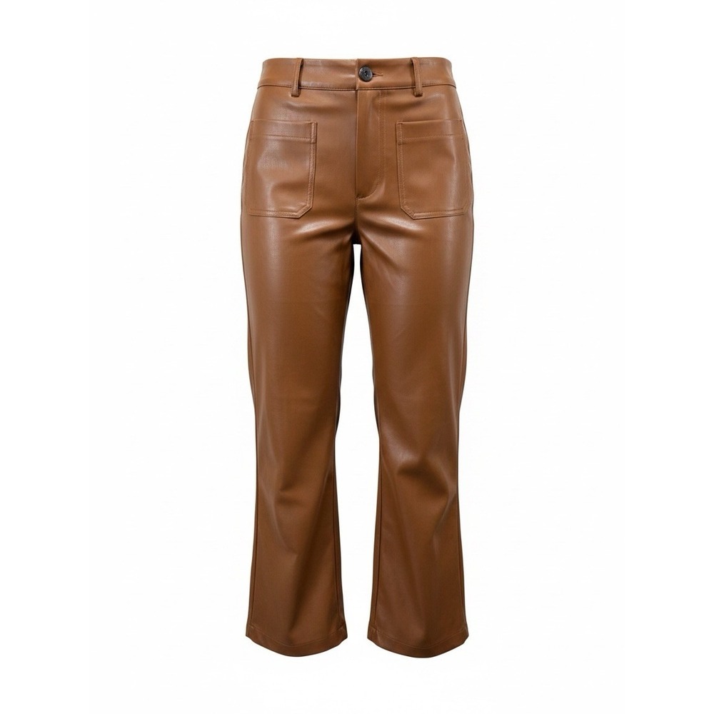 Emery Rose Women's Brown Faux Leather Pants Size Small High Rise Straight Leg